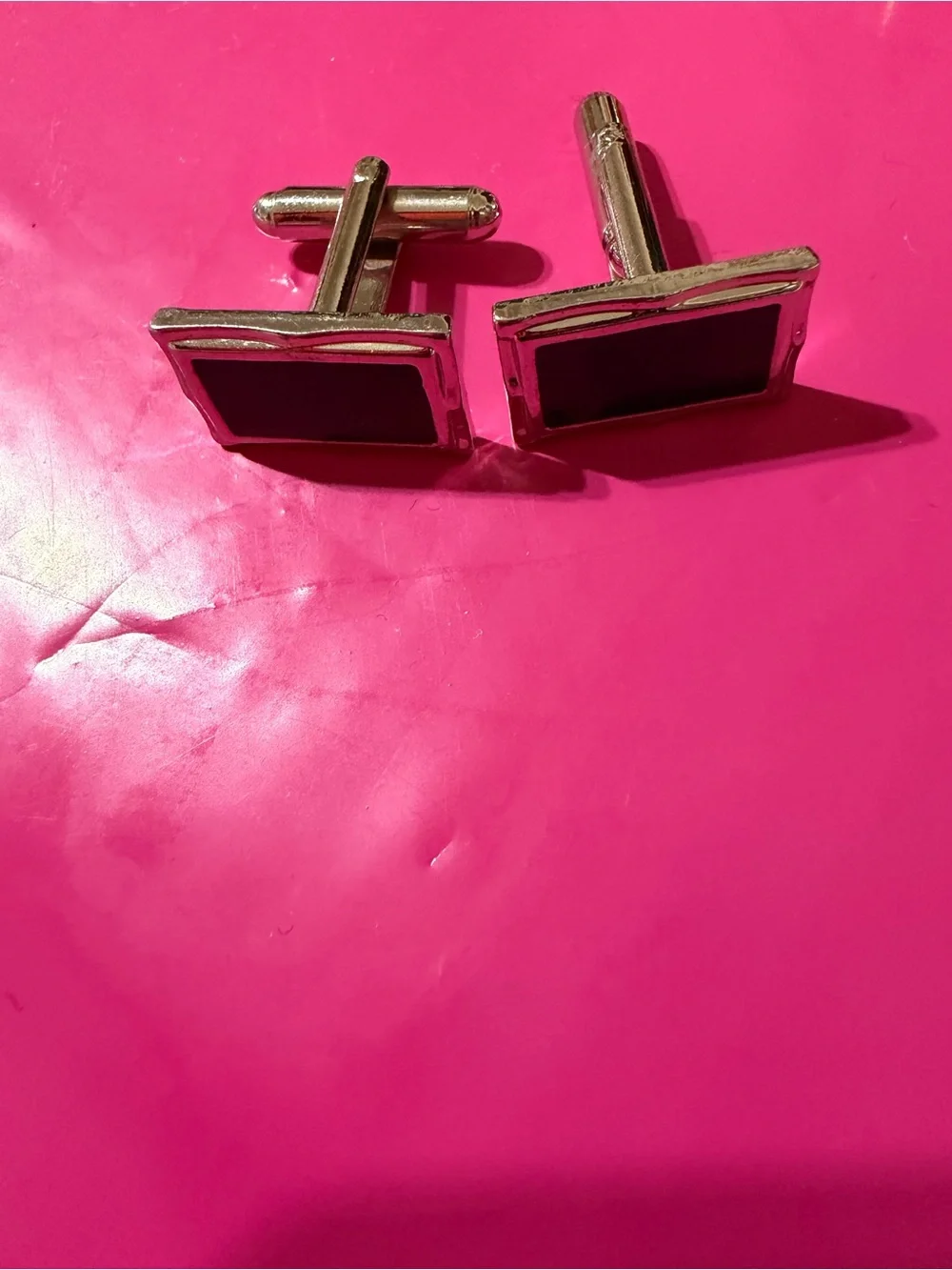 Rectangular Black Onyx Silver Cufflinks